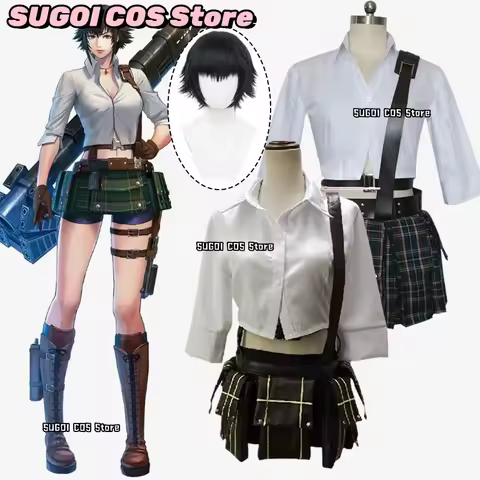Game DMC 5 V Lady Mary Cosplay Costumes Shirt+Short Skirts Women's Dresses Anime Lady Outfits Wig Pr