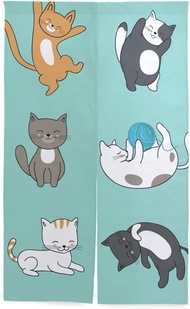 Door Curtain Noren Cute Cat Doorway Curtain For Kitchen Sushi Izakaya Home Entrance Decor Partition 