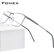 FONEX แว่นตาอัลลอยสำหรับผู้ชายกรอบแว่นตาออปติคอลทรงสี่เหลี่ยมน้ำหนักเบาพิเศษน้ำหนักเบาสไตล์เกาหลีแว่นตาไร้น็อตอินโดนีเซีย F1009