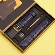 MrFour Navy Blue Crocodile Leather Watch Strap | Crocodile Leather Watch Bands