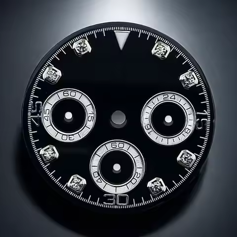 Seiko Mod VK63 Dial for Seiko Daytona VK63 Movement with Date Window Sterile Dial 29mm Black Yellow 