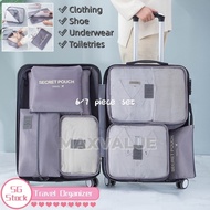 Maxvaluesg® Traveller Travel Pouch Organizer Bag 7pcs Organiser 7 In 1 Bag Storage Travel Luggage Organiser
