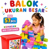 Jumbo Size 57-piece Stacking Block Storage Box - Large Building Blocks Motor Development Toys for Ch