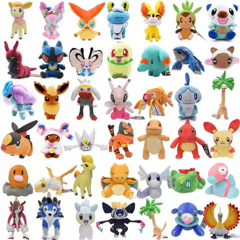 Pokemon Soft Plush Toys Raboot Lycanroc Chespin Pachirisu Exeggutor Stuffed Animal Dolls Wooloo Phan