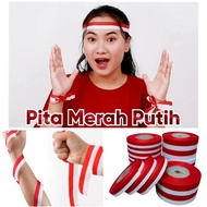 MERAH Red and White Ribbon 20yard 18meter Red and White Headband Wholesale Ribbon 1.2cm 2.5cm 4cm 5c