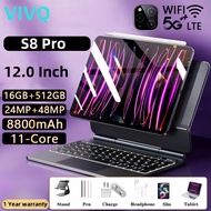 VIVQ S8 PRO 16GB + 512GB tablet Android 10.1/12.0 inci tablet layar besar Wifi 5G tablet tablet gaming