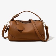 Khaki Boston PU Handbag, Ladies Commuter Shoulder Messenger Bag, Khaki Boston PU Handbag