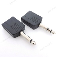 6.35mm male to 6.35 Dual female 6.5mm 1/4" Mono Stereo Audio Jack Plug Adapter Microphone connector Y Splitter Converter  SG5L2