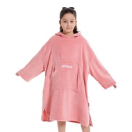 Kids Changing Robe Plush Wearable Blanket Soft Swim Towels Warm Surf Poncho Cozy Fleece Hoodie with