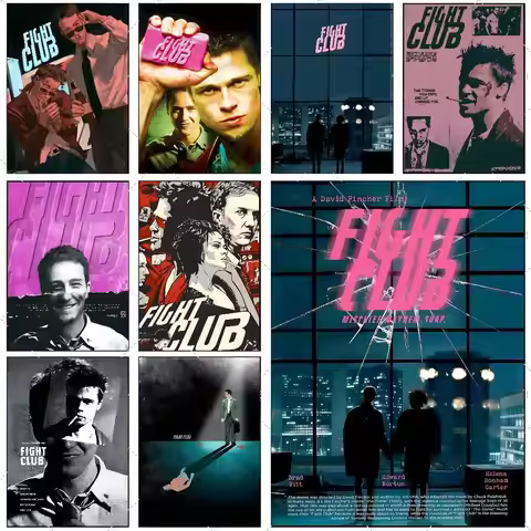 Movie Sticky Fight Club Poster High-definition art sticker Self adhesive waterproof home decoration 
