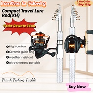 Ultra Compact Telescopic Fishing Rod 1.6M-2.7M, Collapses to 34cm, Perfect for Backpack & Travel Lur