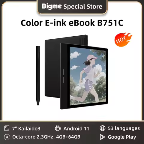BIGME B751C 7" Color E Ink e-Book Reader, Android 11 open system E-Reader, 4+64GB with Google Play,