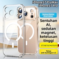 Sarung Telefon Magnetik Lutsinar Tidak Kekuningan untuk iPhone 17 Pro Max Apple 17