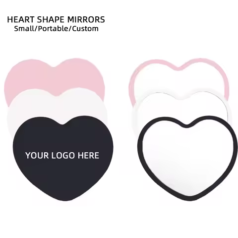 1 Pc Small Portable Heart Shape Mirrors Custom Logo Souvenir Wedding Bridesmaid Gift Ideas Wig Lash 