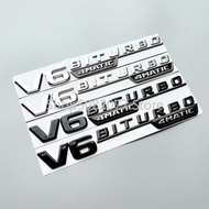 2017 Flat Letter ABS Car Emblem V6 BITURBO_4matic+ Styling Fender Badge Double Turbo Nameplate Logo 