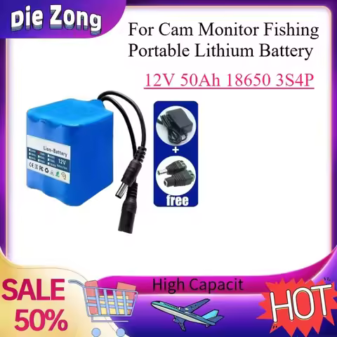 New 2000mAh 3000mAh 4000mAh 5000mAh 12V 50Ah 18650 3S4P Rechargeable Battery for Cam Monitor Fishing