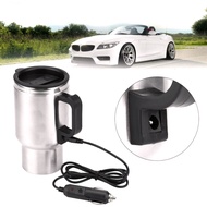 JPK【Ready Stock】500ML Car Based Heating Stainless Steel Cup Kettle 12V Travel Coffee Heated Mug