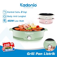 KADONIO Grill Pan Panggangan BBQ Panci Listrik 450W Low Watt Kenop