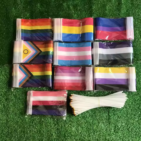 SKY FLAG LGBT Hand Flag 14x21Cm Rainbow Hand Flag Gay Lesbian Homosexual Bisexual Pride Hand Flag wi
