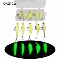OAG12W Fishing Lures Set, with Treble Hooks Luminous Fishing Crankbait Kit, Durable Hard Fishing Bai