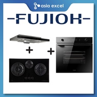 FUJIOH FR-MS1990R 90CM SLIMLINE HOOD + FUJIOH FH-GS7030 3 BURNER GLASS GAS HOB + FUJIOH FV-EL61 70L BUILT-IN OVEN