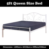 FLOWER Queen Size Bed Frame In White &amp; Silver with/without Plywood