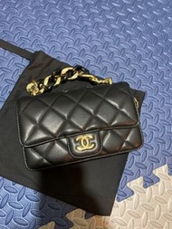 Chanel 粗鏈woc黑金牛皮