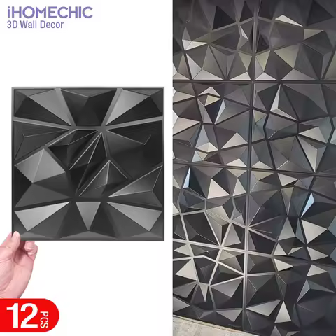 12pcs 30x30cm Super 3D Art Wall Panel PVC Waterproof 3D Wall Sticker Decor Tiles Diamond Design DIY 