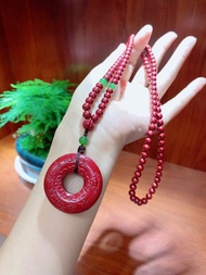 天然原礦硃砂毛衣鏈 紫金砂般若波羅蜜多心經吊墜精品  項鏈