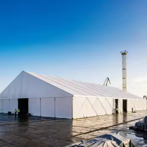 Heavy Duty White Aluminum Peak Tent Wind Snow Resistant Waterproof PVC Outdoor Warehouse Industrial 
