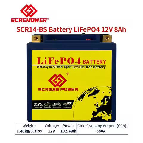 SCR14-BS 12V 9Ah Motorcycle Starter Battery CCA 520A Scooter Lithium Lron Battery for R1200GS K1200R
