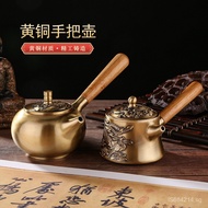Brass Ornament Dragon and Phoenix Auspicious Office Bamboo Peace Tea Pot Handle Pot Desktop Tea Set 