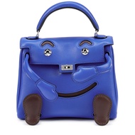 Hermès Bleu Saphir and Chocolate Gulliver Quelle Idole Kelly Doll Palladium Hardware, 2002