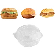 100 Pcs Clear Hinged Plastic Containers,3-3/4X3-3/4 X2-1/2 Inch Clamshell Food Containers, burgers,s