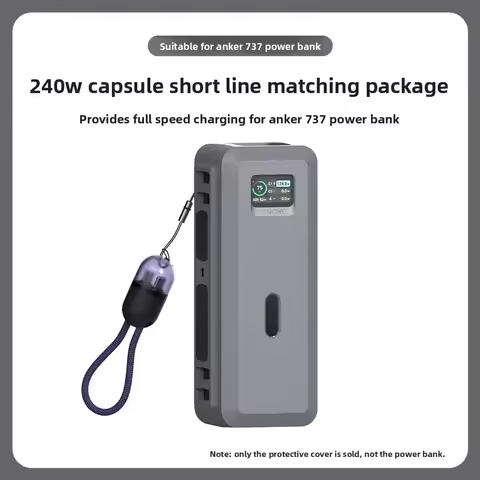 For Anker 737 Power Bank 140W 24000mAh - Versatile Silicone Protective Case With Card PIN Storage Ba