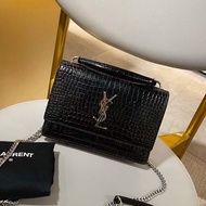 YSL Sunset Croc-embossed 日落包 鱷魚壓紋 小號