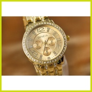 ◆ ▮ ✽ ❏ Luxury Style Fashion Women Gold Rhinestone Wrist Watches Geneva Elegant Quartz Bracelet Wat