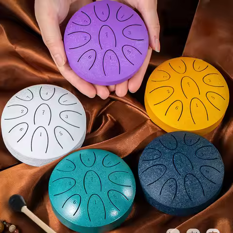 4 Inches Steel Tongue Drum 9-Note Portable Rain Drum with Drum Mallet Outdoor Chakra Drum for Percus