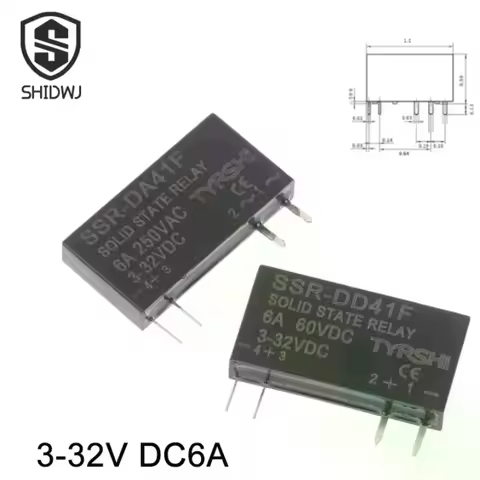 SSR-41FDD/41FDA Solid State Relays DC To DC Slim Relay Module 3-32VDC 6A Mini Relay Non-contact DIN 