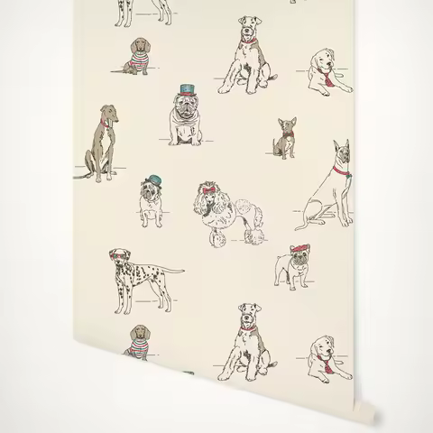 Dogs Wallpaper - Cute Pet Wall paper, Ashford Toiles Dog's Life Wallpaper Non-woven wallpaper