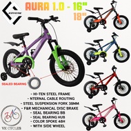 COYOTE AURA 1.0 16” 18"Kids MTB Bike Single Speed Hi-Ten Steel Disc Brake