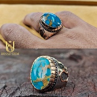 🇮🇷 Iranian Turquoise Ring | Cincin Firus Iran | 925 Silver Hand Made | Ottoman Design