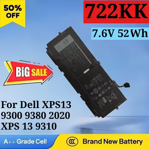 722KK 7.6V 52Wh Battery Replacement for Dell XPS13 9300 9380 2020 XPS 13 9310 2020 Series WN0N0 FP86