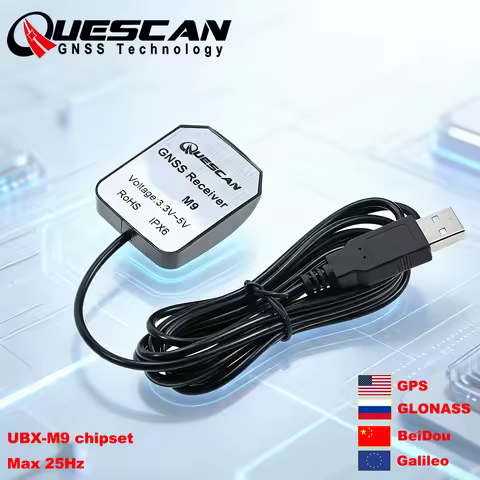 QUESCAN External USB GPS GNSS Antenna Receiver UBX M9 M9N USB GPS Galileo GLONASS BeiDou QZSS SBAS N