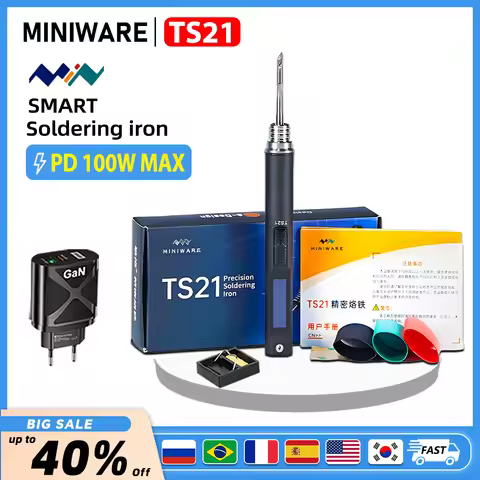 MINIWARE TS21 Electric Soldering Iron 100W Adjustable Digital Display Automatic Sleep BGA Precision 