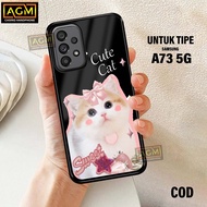 Samsung A73 Case - New Glossy Case Samsung A73hp [CUTE CAT Motif] - AGM Case softcase glass casing h