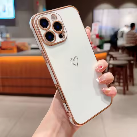 Applicable to iPhone16Promax electroplating love big wave mobile phone case Apple 15 anti-drop cross
