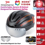 PROMEND Bicycle Helmet with LED Light Safe Breathable Road MTB Mountain Bike Motor Night Rear Lamp C