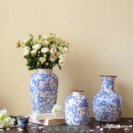 Blue and White Porcelain Vase Vintage Ceramic Vase Crack Flower Hydroponic Flower Pot Decoration WZW