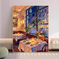 Paint by numbers 36/60 colors/canvas painting/Streetlight Dinner/diy painting/living room decoration